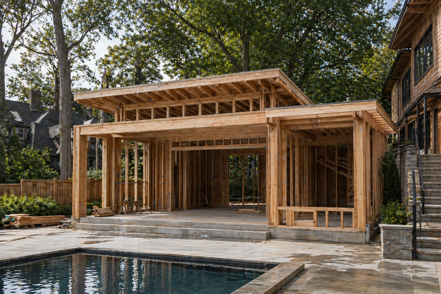 Pool House Framing | Timberr Framing